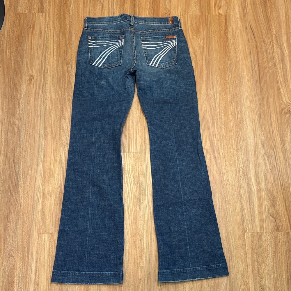 7 For All Mankind Dojo White Stitch Jeans Size 29 Inseam 33" - Picture 3 of 9